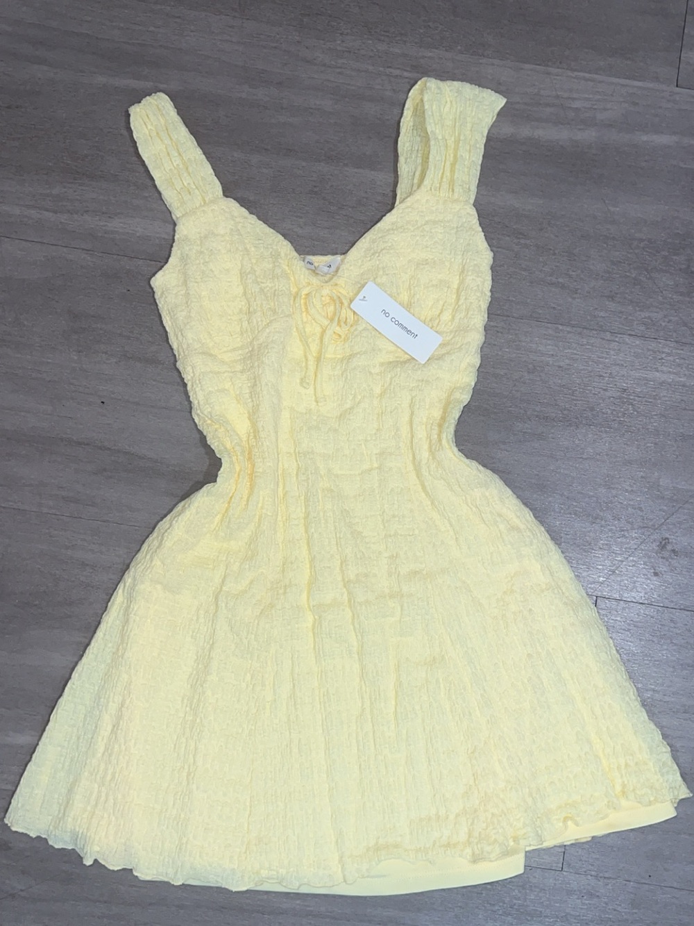 Yellow Textured A-Line Summer Dress - Picture 2 of 5